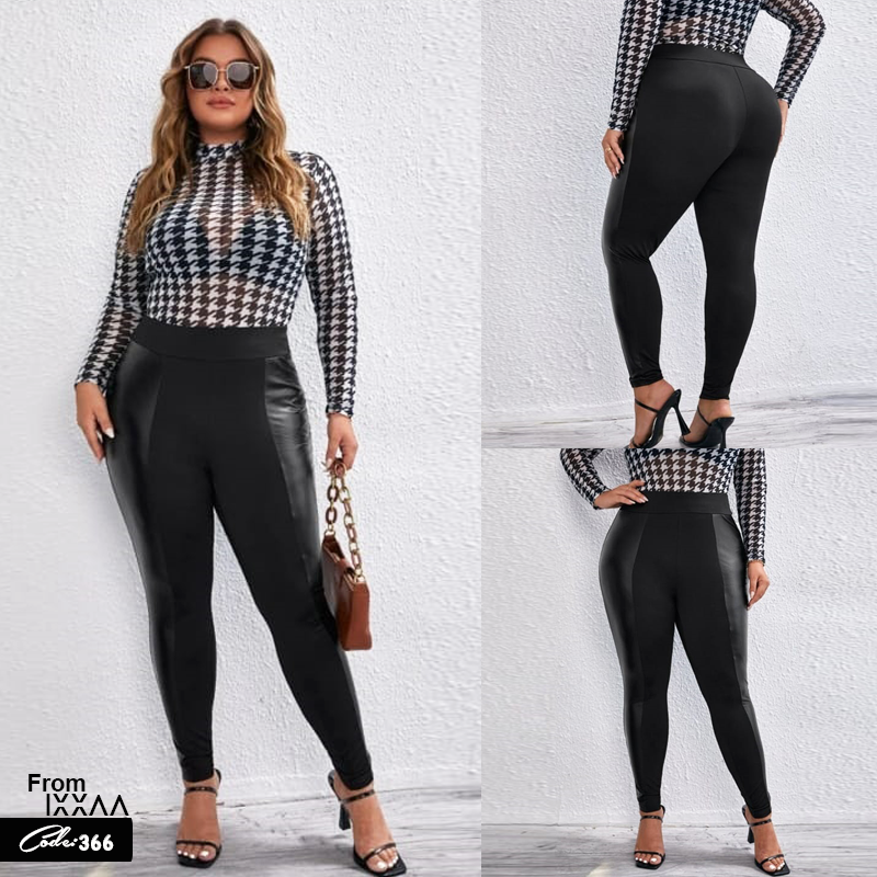 بنطلون مطعم بالجلد